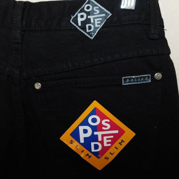 Women's Vintage 90s Posted Jeans Slim Size 11 NWT New 31x34 Black 932037L - Picture 9 of 11